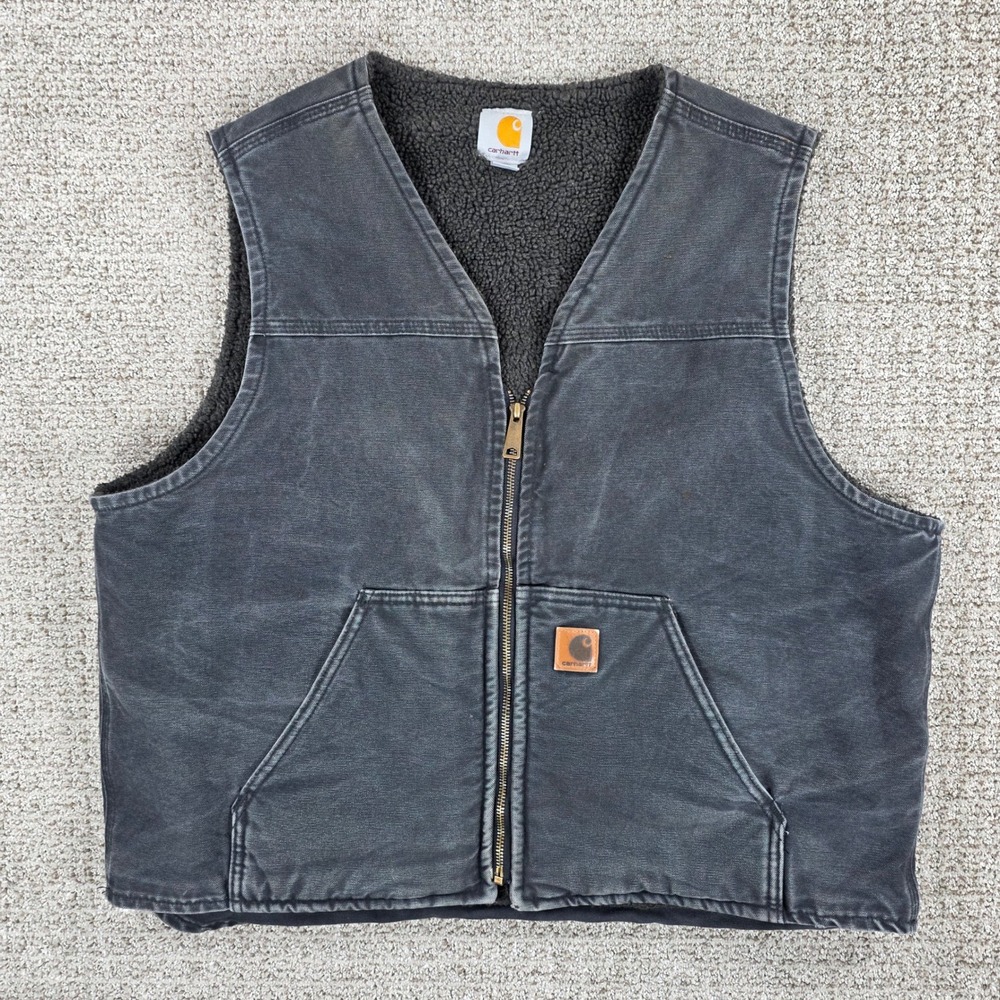 Carhartt Sandstone Vest Sherpa Lined Faded Black XL V26 BLK Zip